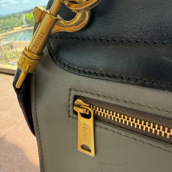 Authentic CELINE tricolor color block swing Trapeze bag purse medium Never Used - Picture 14 of 17